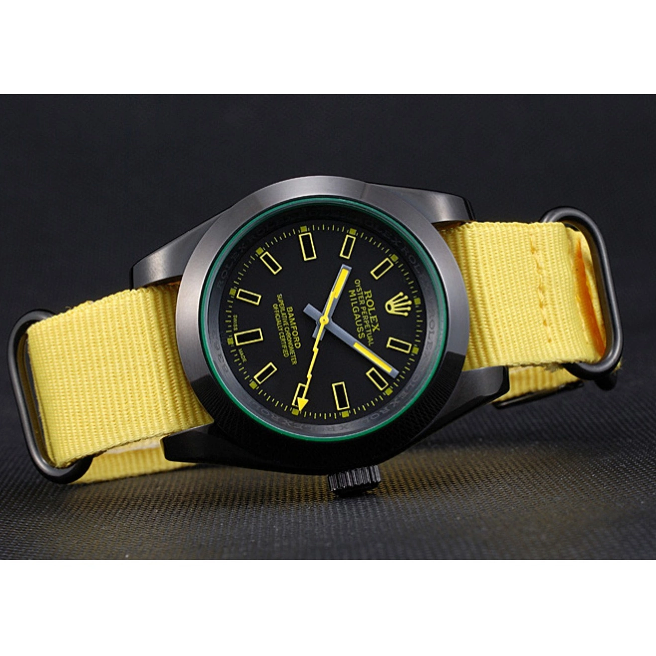 Rolex copies cheap 621999 Strap Nylon Rolex Bamford Yellow Milgauss 0530